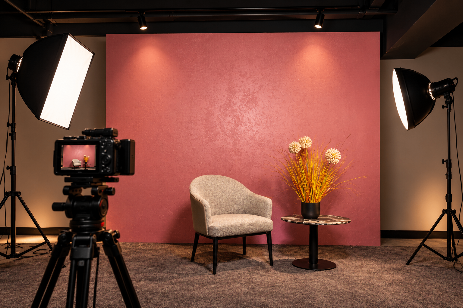 Creator producing multiple content formats during a studio session