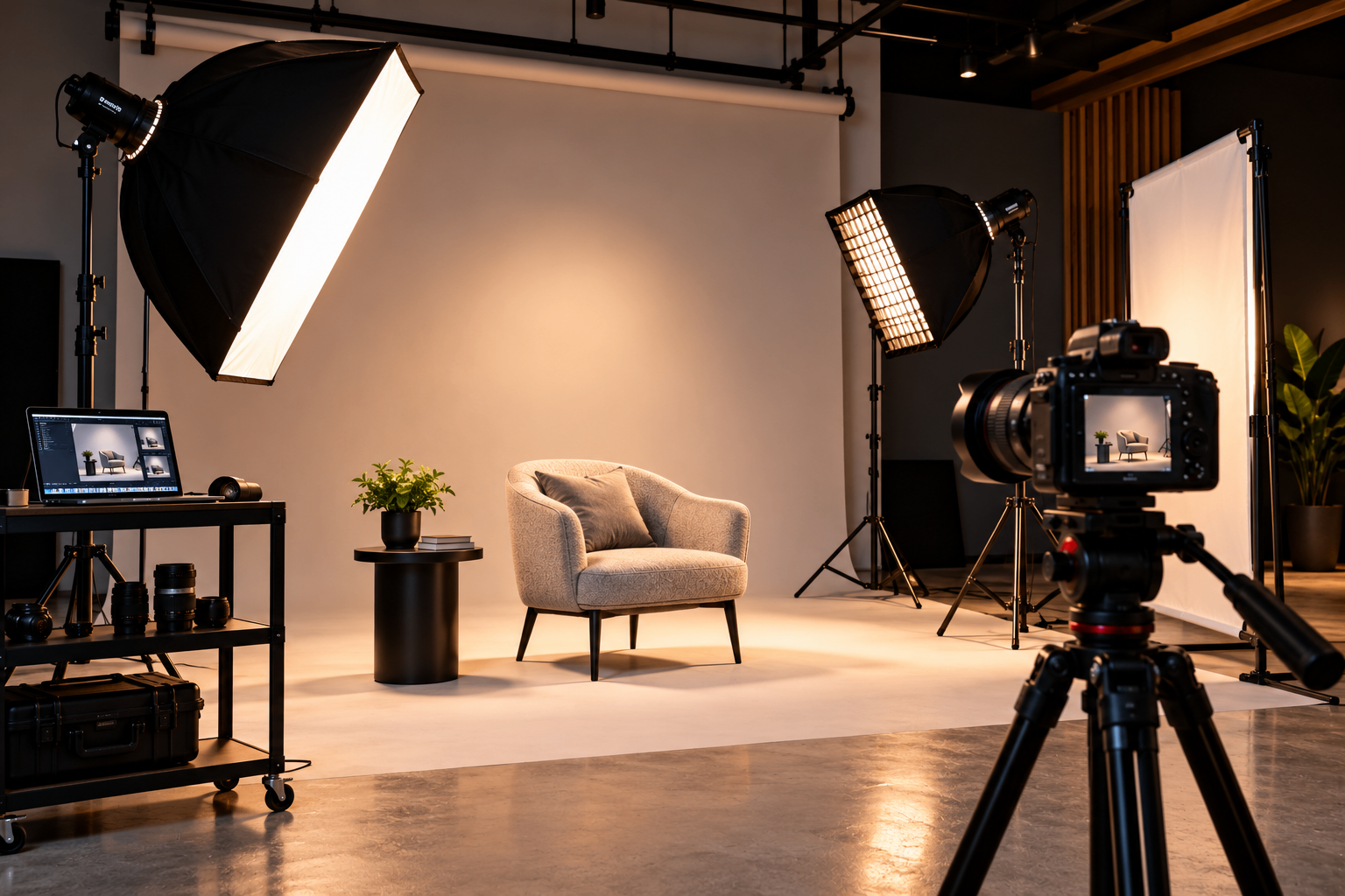 Professional studio lighting setup for a photoshoot in Coimbatore