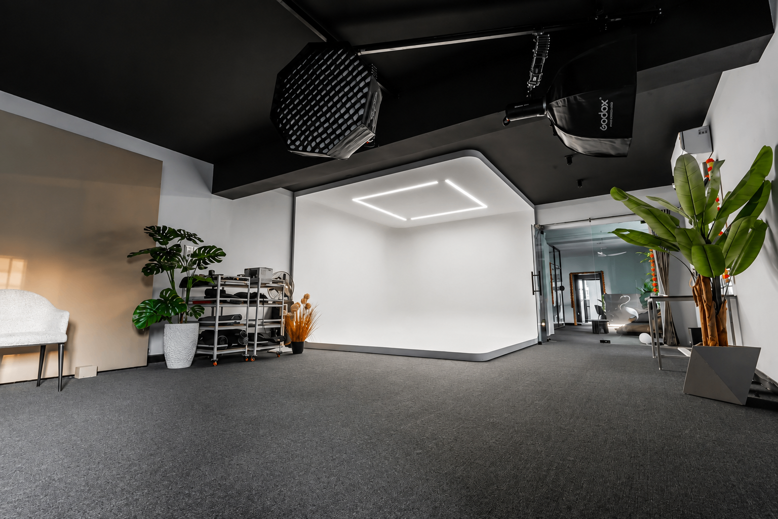 Photographer working in a professional studio space in Coimbatore