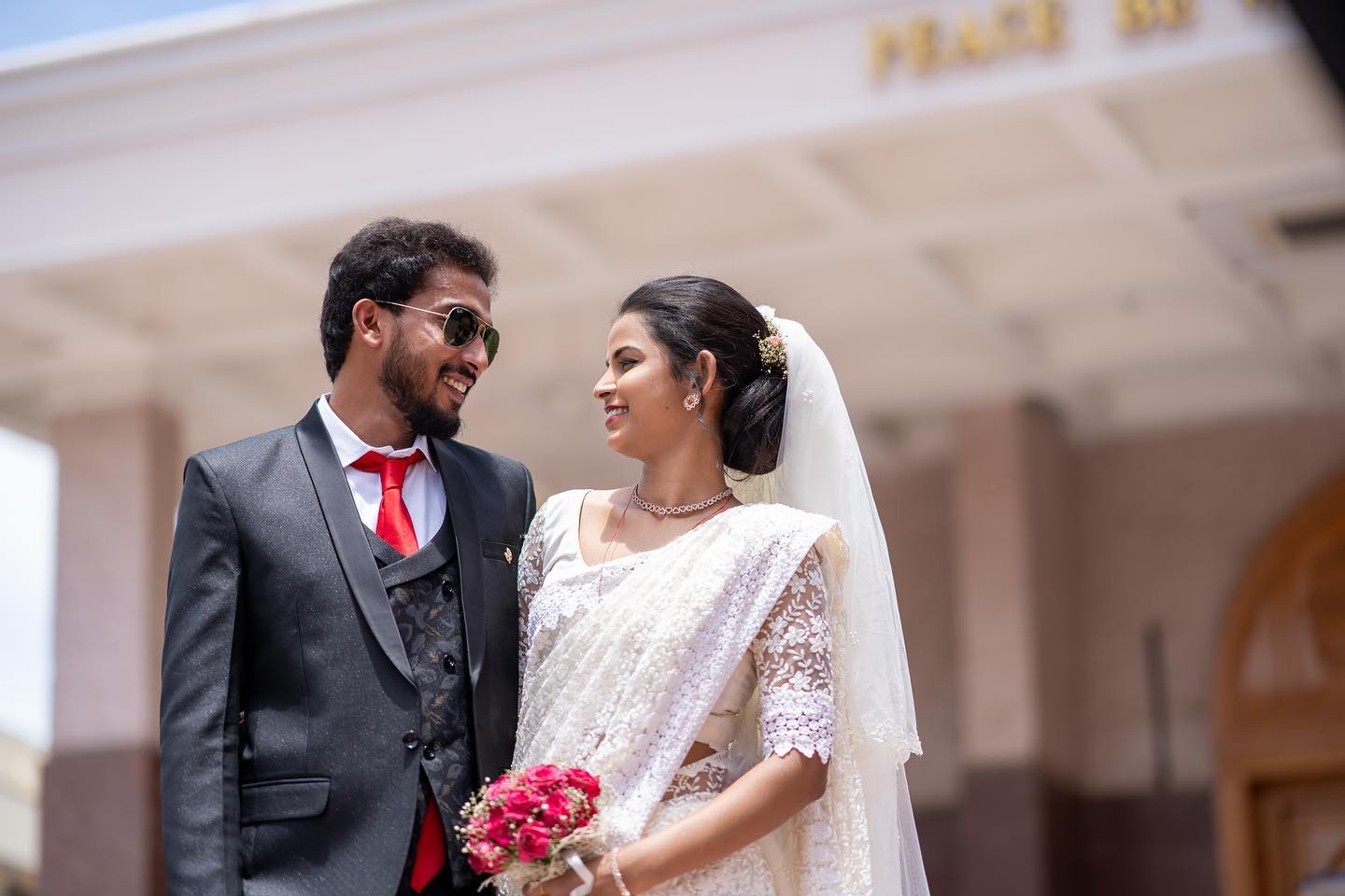 Candid moment between Terry and Silviya at their wedding celebration, Coimbatore